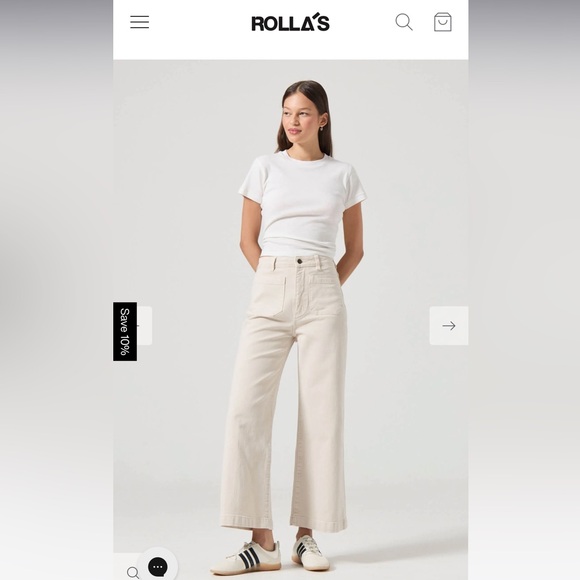 Rolla's Sailor Jean - Comfort Off White - Sz 25 - Picture 1 of 6